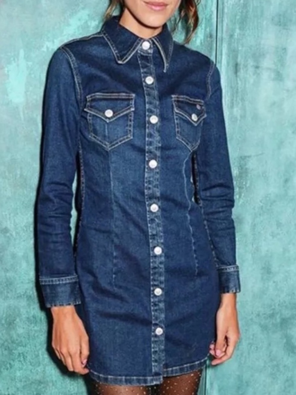 Alexa Chung for AG "The Pixie" Denim Snap Front Mini Dress
Ai18